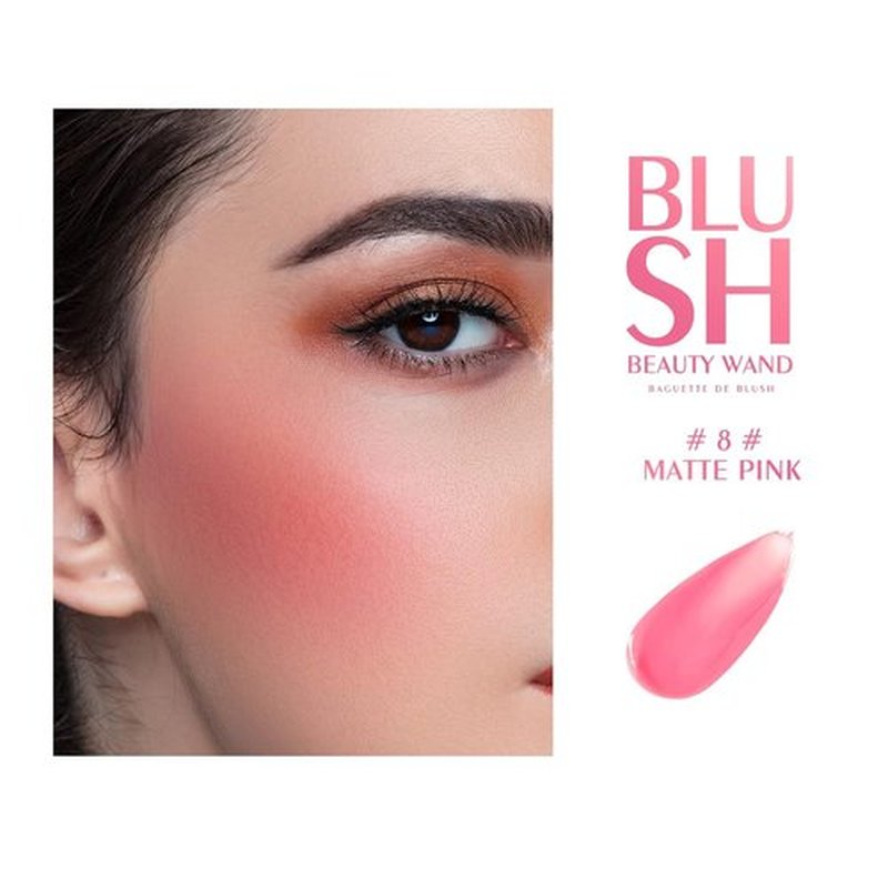 KYDA Blush Beauty Wand - Matte Face Blush with Cushion Applicator for Natural Dewy Glow | Silky Smooth Pink
