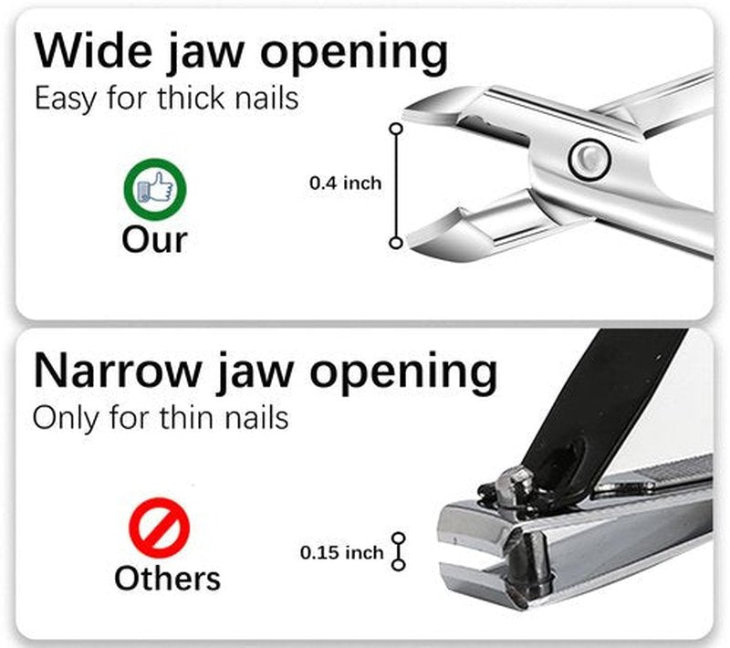 Premium Silver Anti-Splash Stainless Steel Safety Lock Nail Clipper with Catcher for Fingernails and Toenails (Slanted Edge)