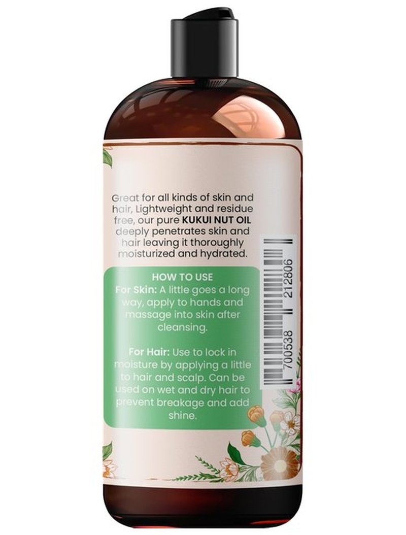Oslove Organics Pure Kukui Nut oil- Cold Pressed, use for lotions, soaps, serums, body butters and more. Great for skin and hair care-12 oz (12 oz)
