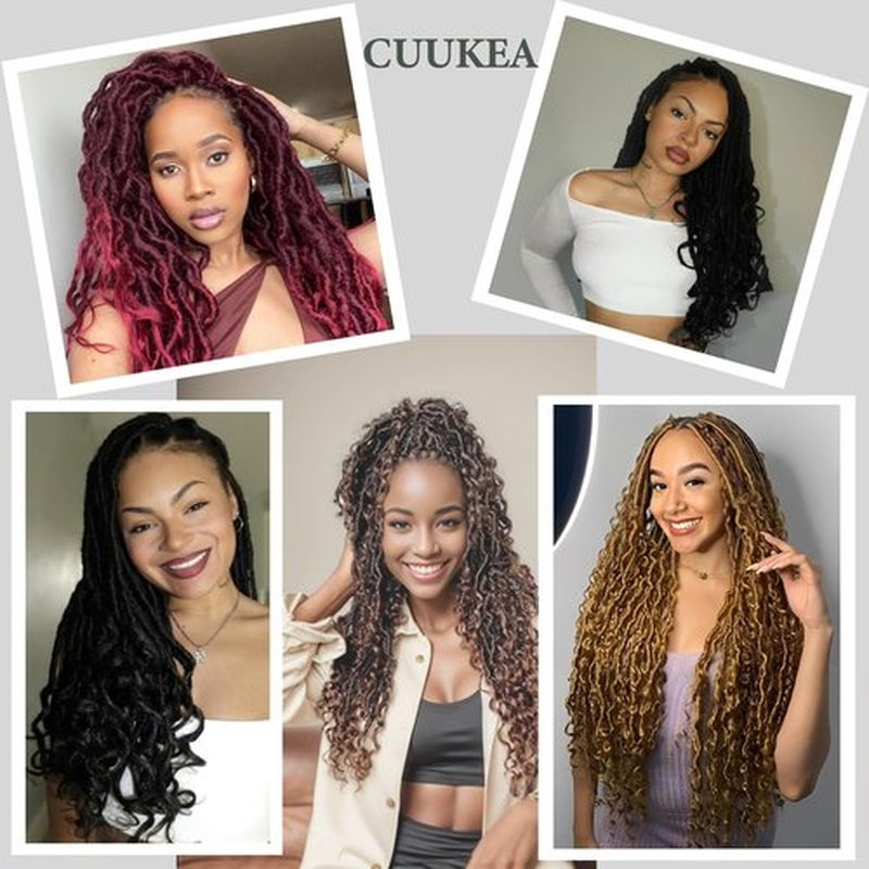 Deep Faux Locs Crochet Hair 14 Inch 8 Packs Goddess Locs Crochet Hair 1B3027 Soft Loc Faux Loc Crochet Braids with Curly Ends Prelooped Deep Wave Croceht Braids for Black Women(Black to Blonde)