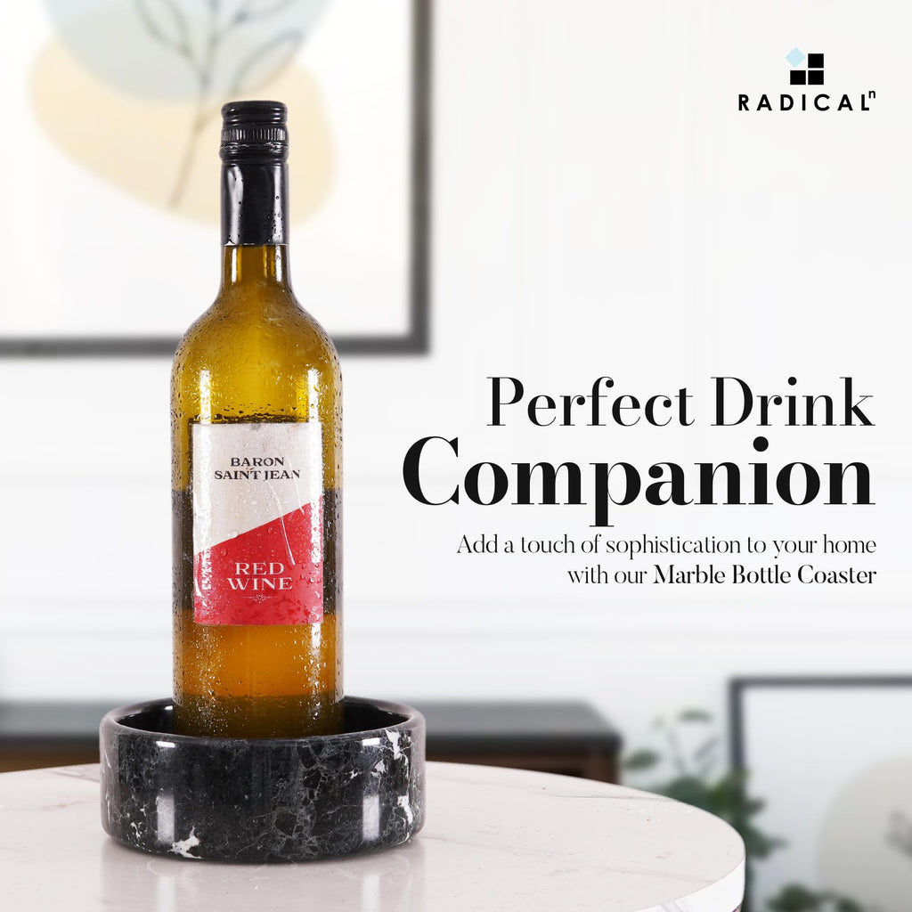 Radicaln Marble Wine Coasters 5.5" Inches Verona Wine Bottle Coasters for Countertop, Ideal Absorbent Cork Holder for Champagne Bottles