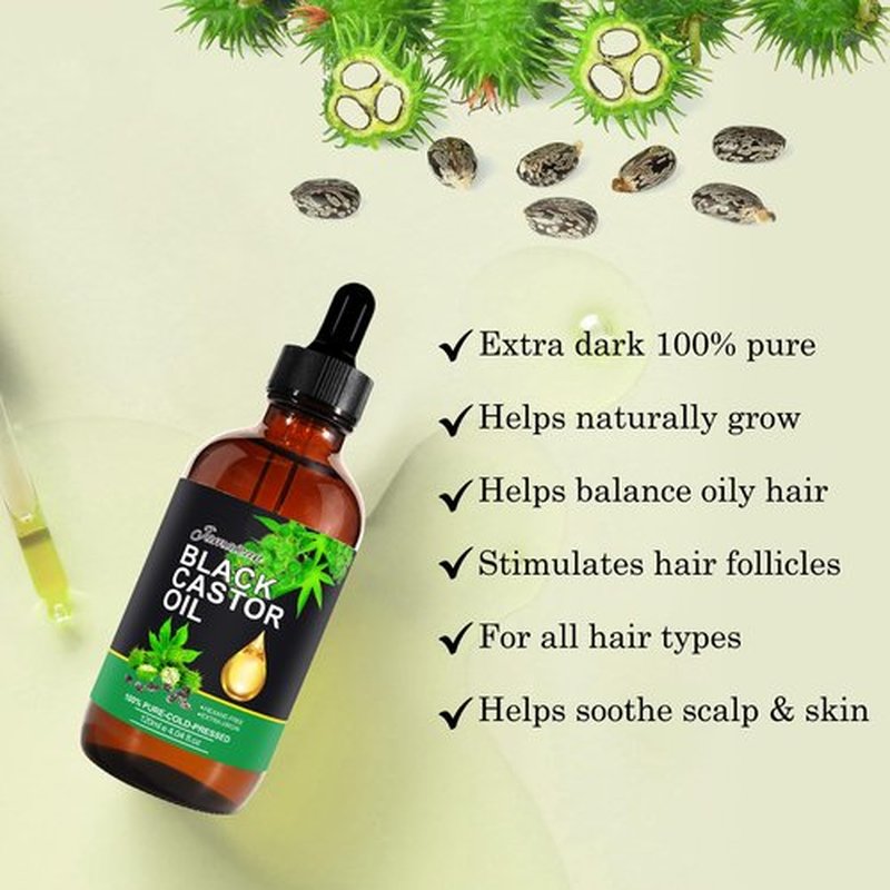 NIFEISHI Jamaican Black Castor Oil Organic Cold Pressed Glass Bottle, 4.04 fl oz