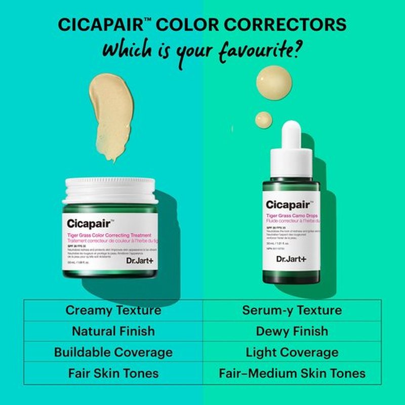 Dr.Jart+ Cicapair Tiger Grass Camo Drops Tinted Serum SPF 35 with Centella Asiatica | Skin Tint | Korean Skin Care Makeup Hybrid, 1.01 Fl Oz
