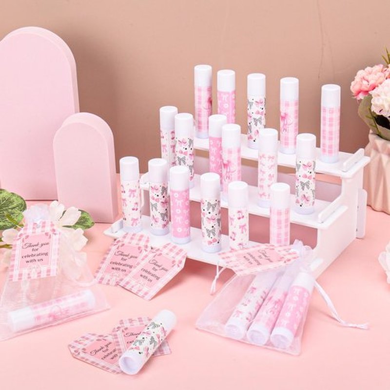 50 Pack Pink Bow Baby Shower Favors Bulk Lip Balm Girls Favors Gifts for Bachelorette Girls Bow Moisturizing Lip Care Pretty lipstick Birthday Party Supplies (pink bow)