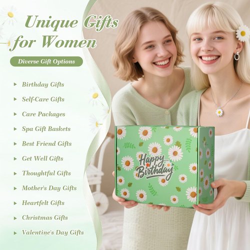 Daisy Birthday Gifts for Women Self Care Gifts Spa Gift Baskets for Women, Happy Birthday Gift Box for Mom Daughter Sister Girlfriend Best Friend,Thinking of You Get Well Gift for Her