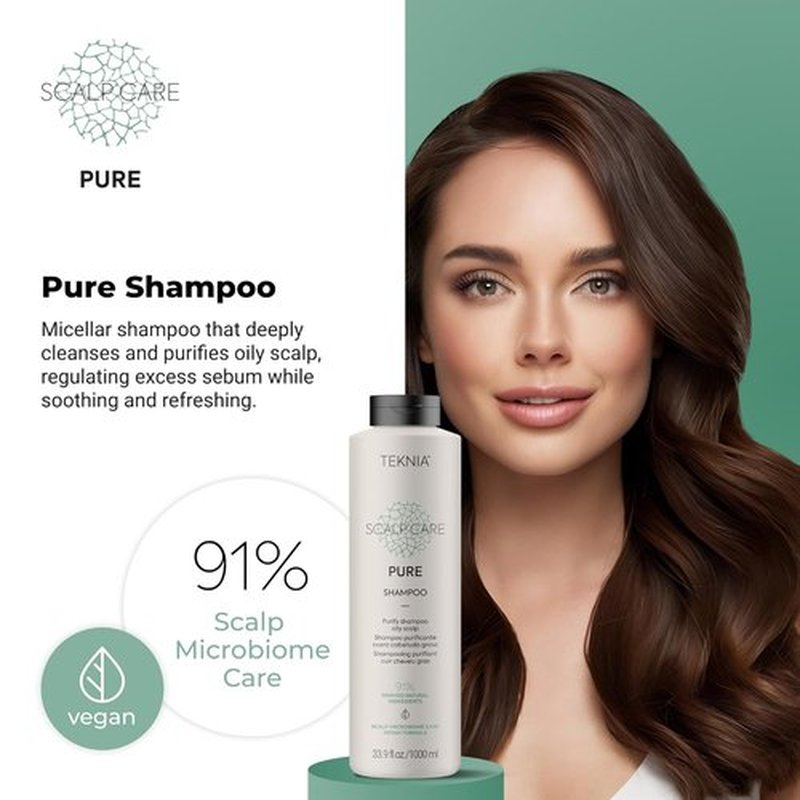 Lakmé Teknia Scalp Care Shampoo - Pure Purifying Formula for Oily Scalp | 33.8 Fl Oz