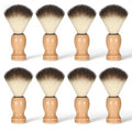 IMengjbang 8 Pcs Men Shaving Brush for Wet Shave, Professional Salon Tools Comfortable Wood Handle Hand Crafted Shaving Brush Soft Bristle Shave Brushes Handmade Nylon Hair Brushes for Bearded Man