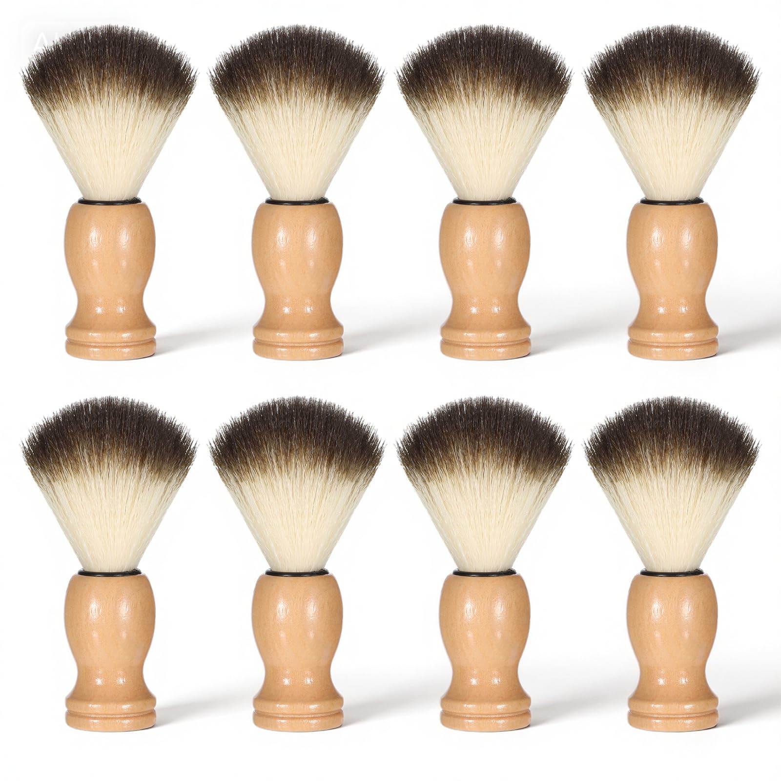 IMengjbang 8 Pcs Men Shaving Brush for Wet Shave, Professional Salon Tools Comfortable Wood Handle Hand Crafted Shaving Brush Soft Bristle Shave Brushes Handmade Nylon Hair Brushes for Bearded Man
