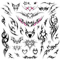 Pixel Hearts Edgy Y2K Temporary Tattoos | CyberSigilism Tramp Stamps | Realistic Waterproof Fake Tats | Festival, Bachelorette, Halloween, Birthday Favors, Accessories