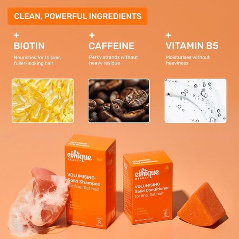 Ethique Volumizing Shampoo Bar - Biotin Formula for Thin, Fine Hair | Plastic-Free, Vegan, 3.88 oz