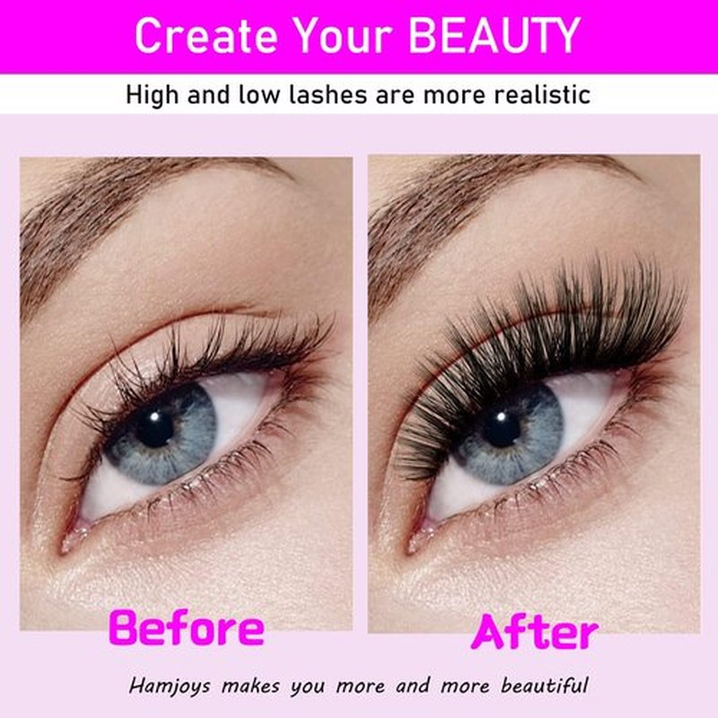 Cluster Lashes 240pcs 40D DIY Eyelash Extension D Curl Long Individual Lashes Mixed Tray Faux Mink Lash Clusters Extensions 0.07 Black (40D-0.07D-14-18mm)