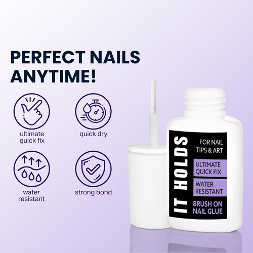 Brush On Nail Glue for Press On Nails, Extra Strong for Acrylic, Waterproof for Fake Nails Long Lasting Nail Glue, Professional for Nail Tips (8ml)