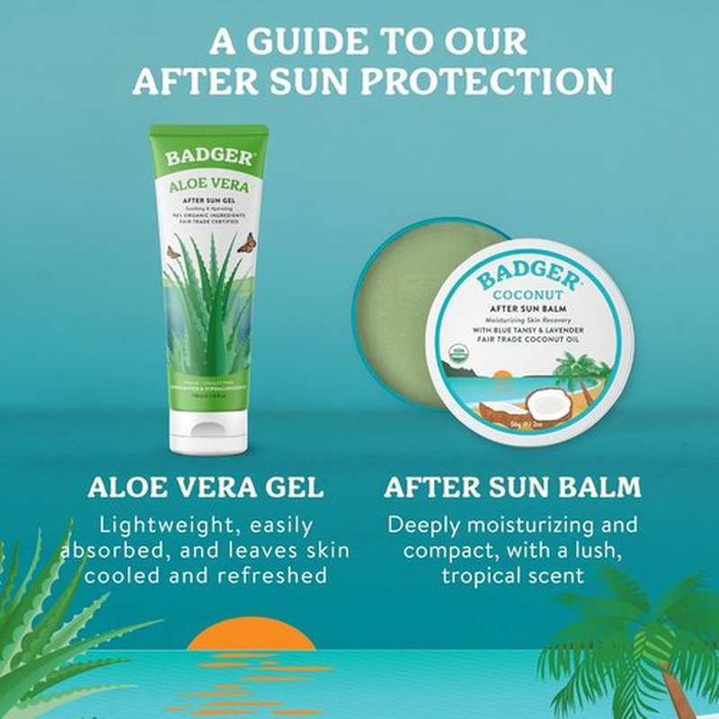 Badger Coconut AfterSun Balm - 100% Organic Sunburn Relief & Hydration | 2 oz Tin