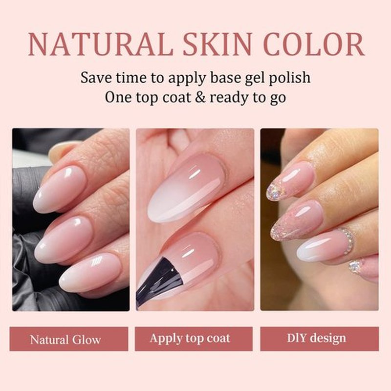 Ombre Press On Nails - 240Pcs Short Square False Nails Kit, Pink White Gradient Nail Tips Soft Gel False Nail with Glue Salon Fake Nails Kit Extensions DIY (Medium Long Square)