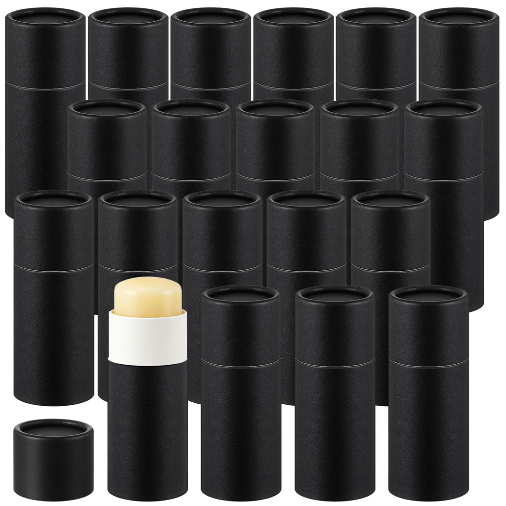 Teenyyou 20 Pcs 2oz Empty Paperboard Deodorant Containers Kraft Cardboard Deodorant Tubes Push-up Lip Balm Tubes Solid Perfume Container Lotion Sticks Jars for DIY Homemade Cosmetic Samples,Black