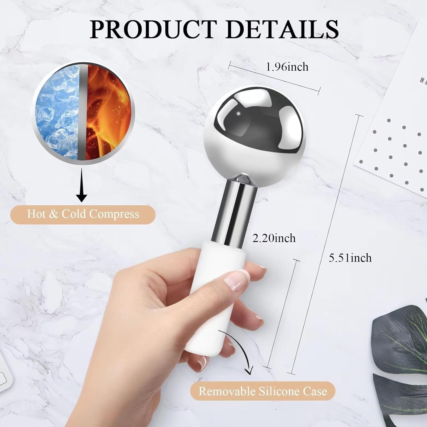 Ice Globes Stainless Steel Beauty Facial Massagers for Face & Eyes,Handhleld Premium Unbreakable Stainless Steel Cryo Sticks for Beauty Routines, Facials Cold Rollers Cooling Globes(Silver,2Pack)