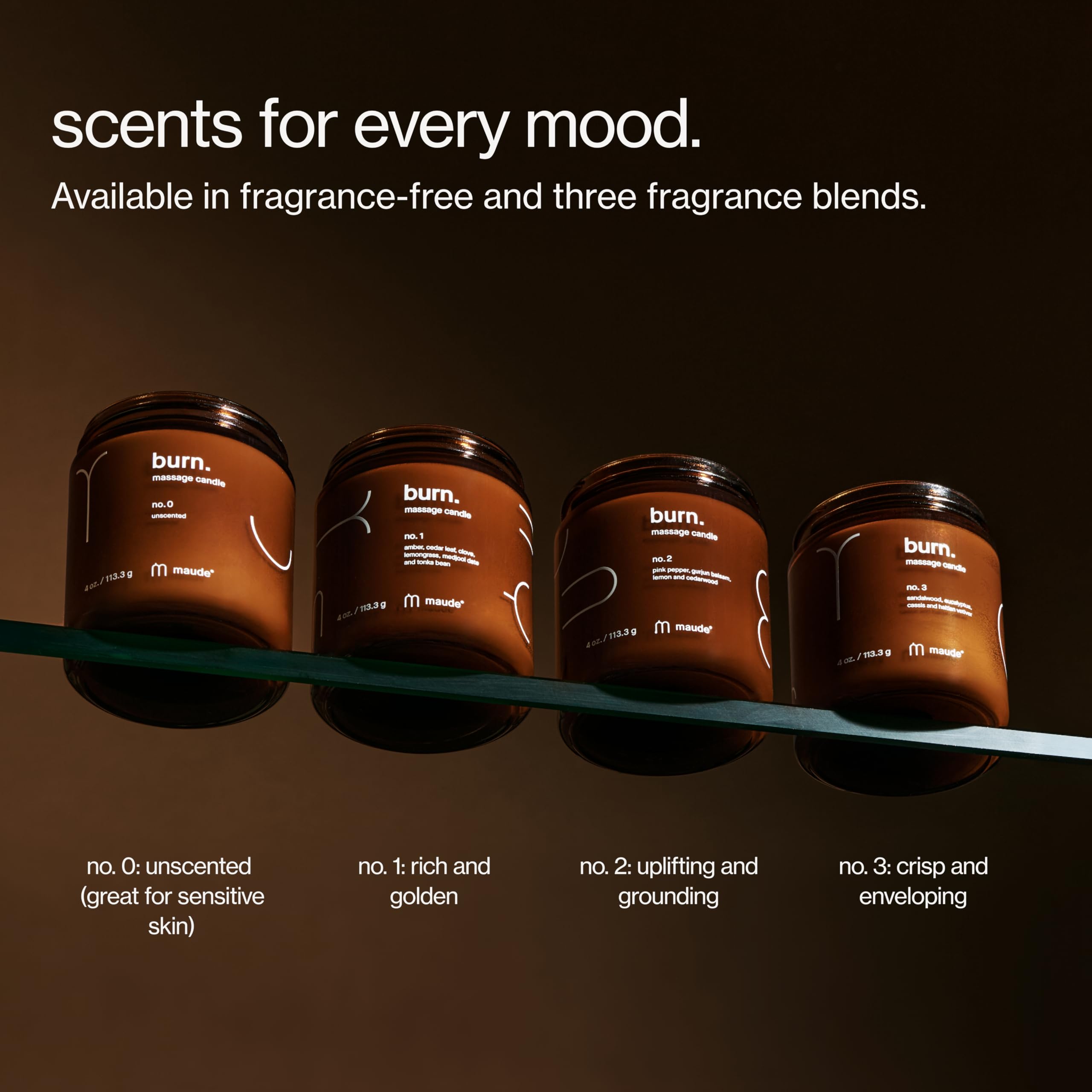 Maude Burn, Green Room (No. 3) - Hydrating + Skin-Softening Soybean + Jojoba Oil Massage Candle - Soothing Massage Oil Candle with Notes of Eucalyptus + Sandalwood - Relaxing Self Care Gifts (4 oz)