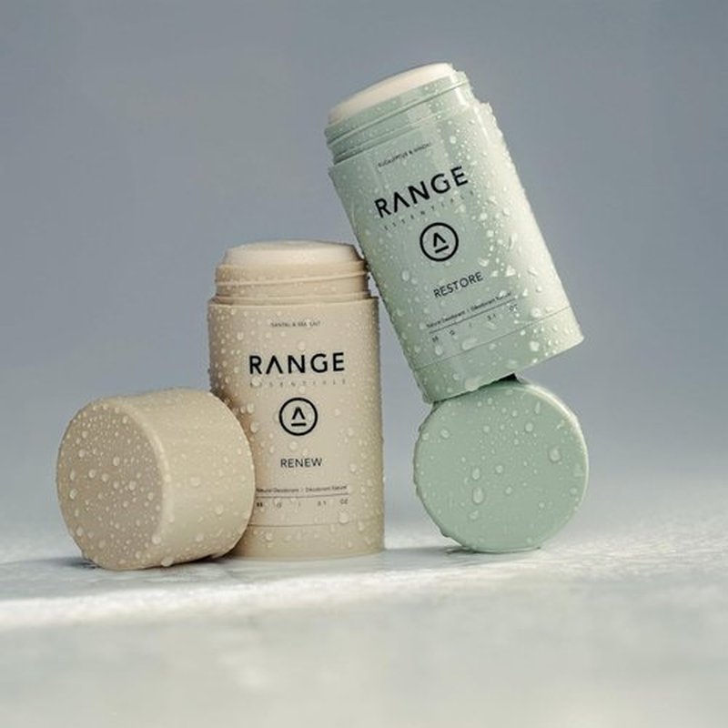 Range Essentials Restore Natural Deodorant - Eucalyptus Hinoki, Aluminum-Free, Extra Strength, Mini Travel Size (88g)