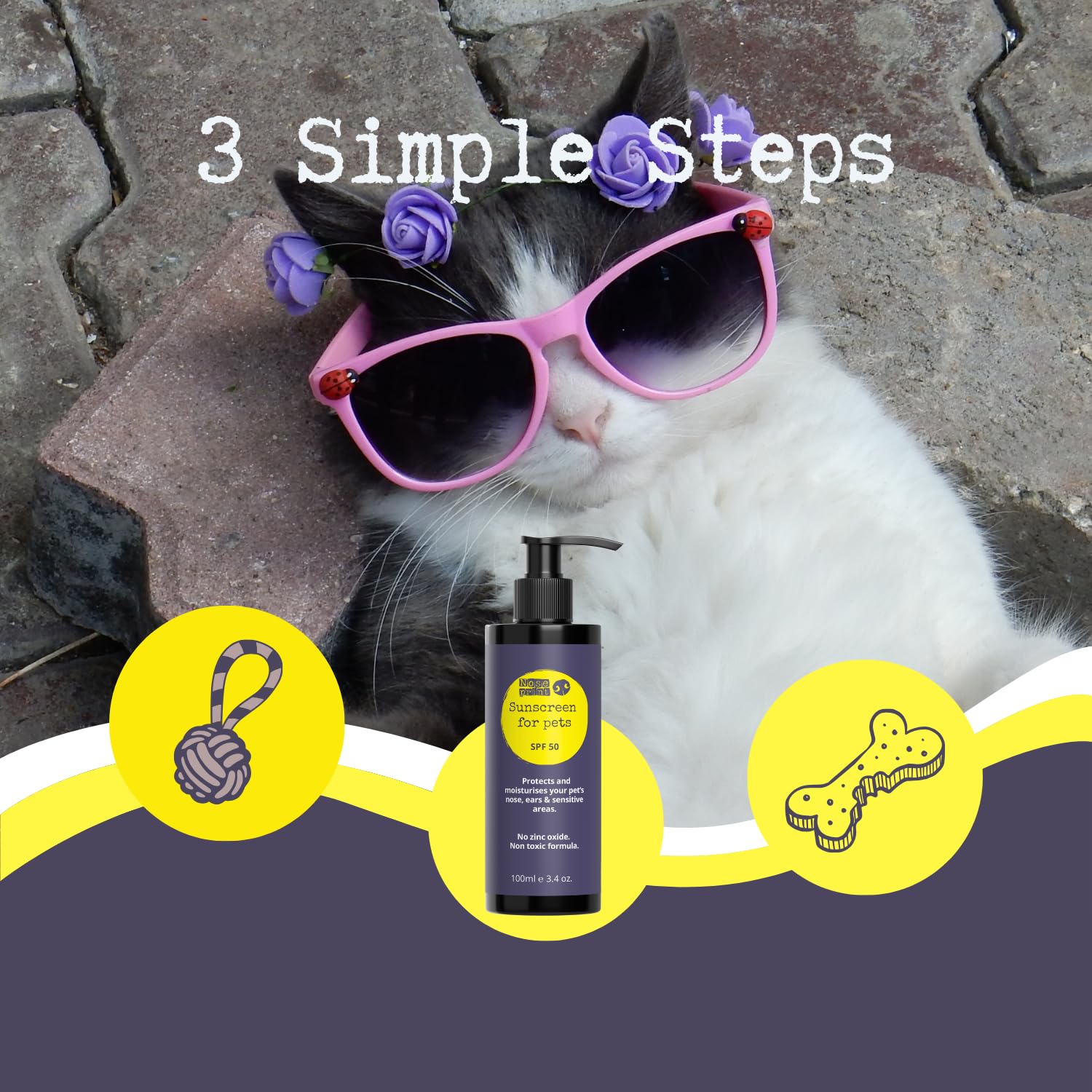 Noseprint SPF 50 Pet Sunscreen Lotion Bottle with Pump Sun Protection for Pets 100 ML | Moisturising Sunscreen for Dogs and Cat Non-Toxic Formula Dog Nose | Dog Paw Balm Sun Cream Balm