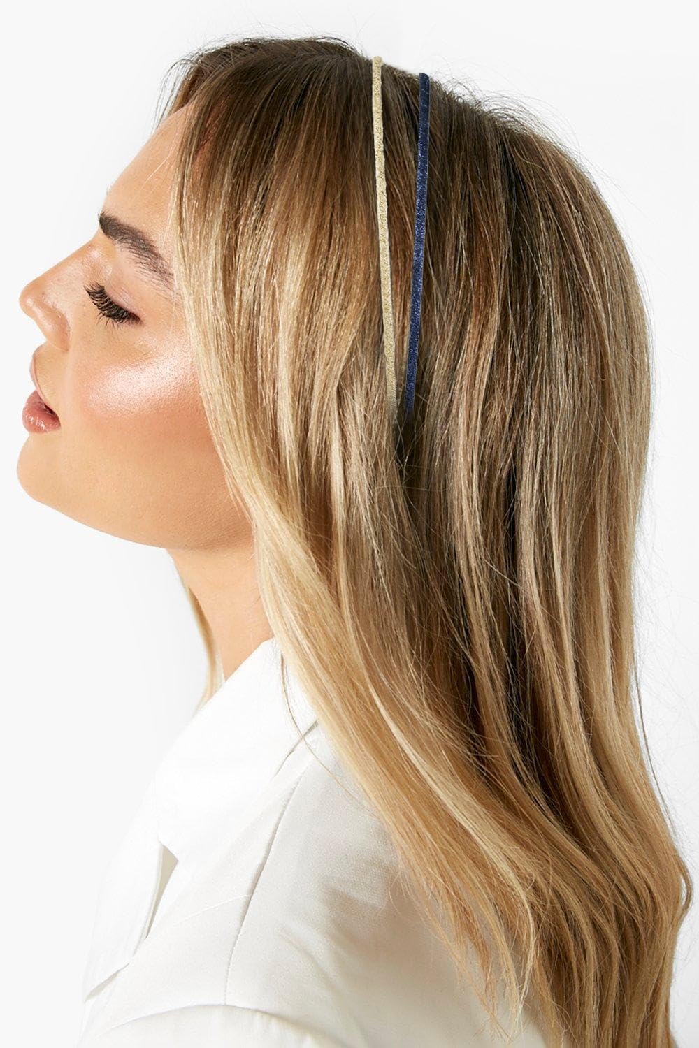 WOVOWOVO 4mm Thin Headbands for Women Plastic Skinny Womens Headband, 6 PCS Shiny Girls Headbands Trendy Sparkly Hair Accessories for Women Girls Teens, Solid Colors