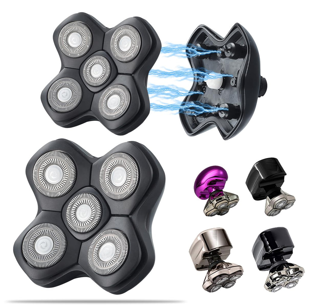 SOLASKY Brand 5 Blades Shaver Replacement Head Compatible with Skull Shaver, Magnetic Version Head Shaver Replacement Heads Compatible with Skull Shaver
