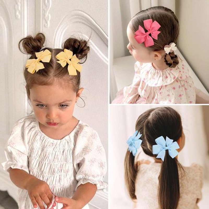 OAOLEER Hair Bows for Girls Boutique Grosgrain Ribbon Pinwheel Hair Bows for Baby Girls, Toddler Bows Hair Clip Birthday Gifts In Pair (3inch-80pcs Bows)