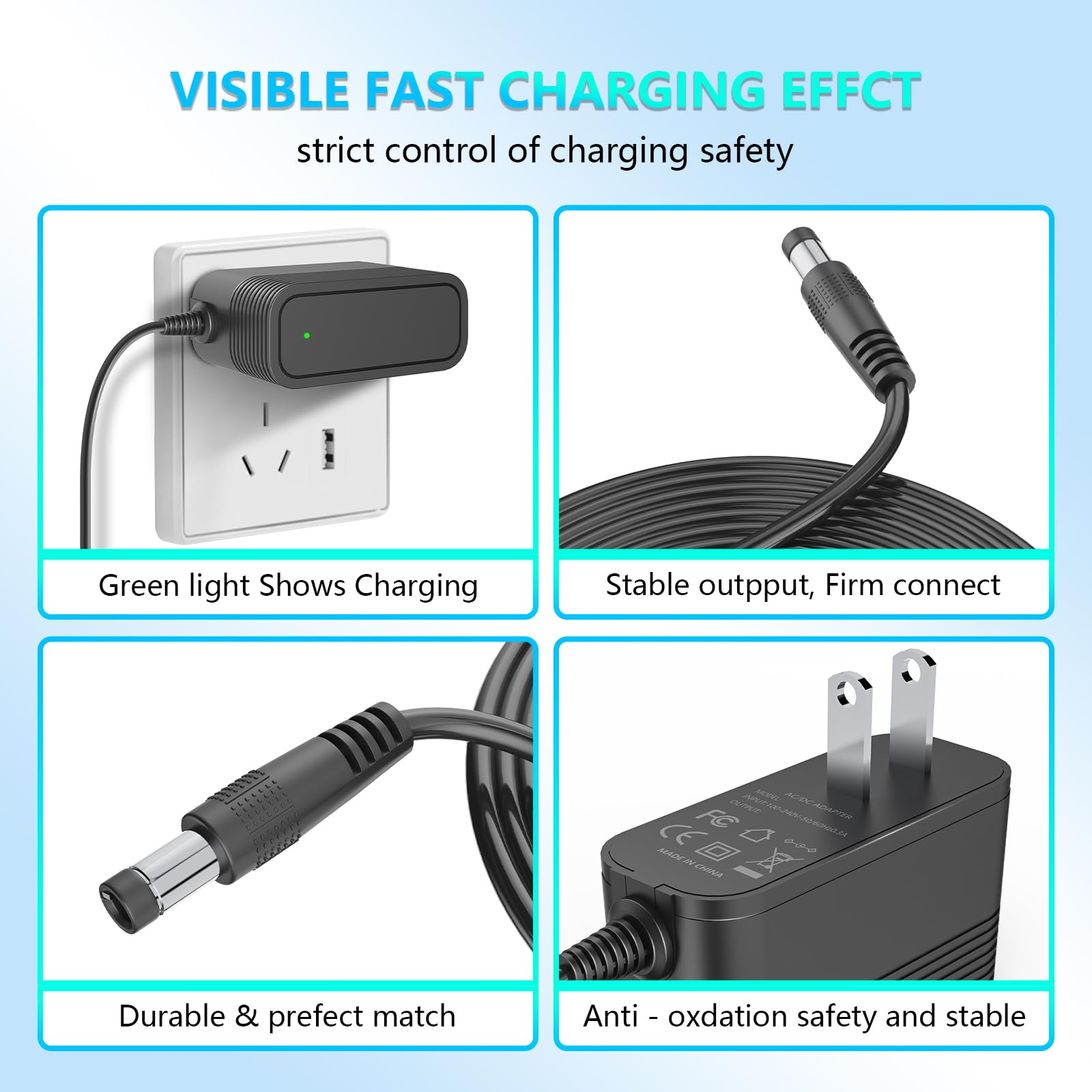 26.5V Charger for 22.2V Lithium-lon Battery Vacuum Cleaner Compatible with Homeika H016 HA016 and Ealken VG3 Cordless Vacuum Cleaner Adapter Power Cord