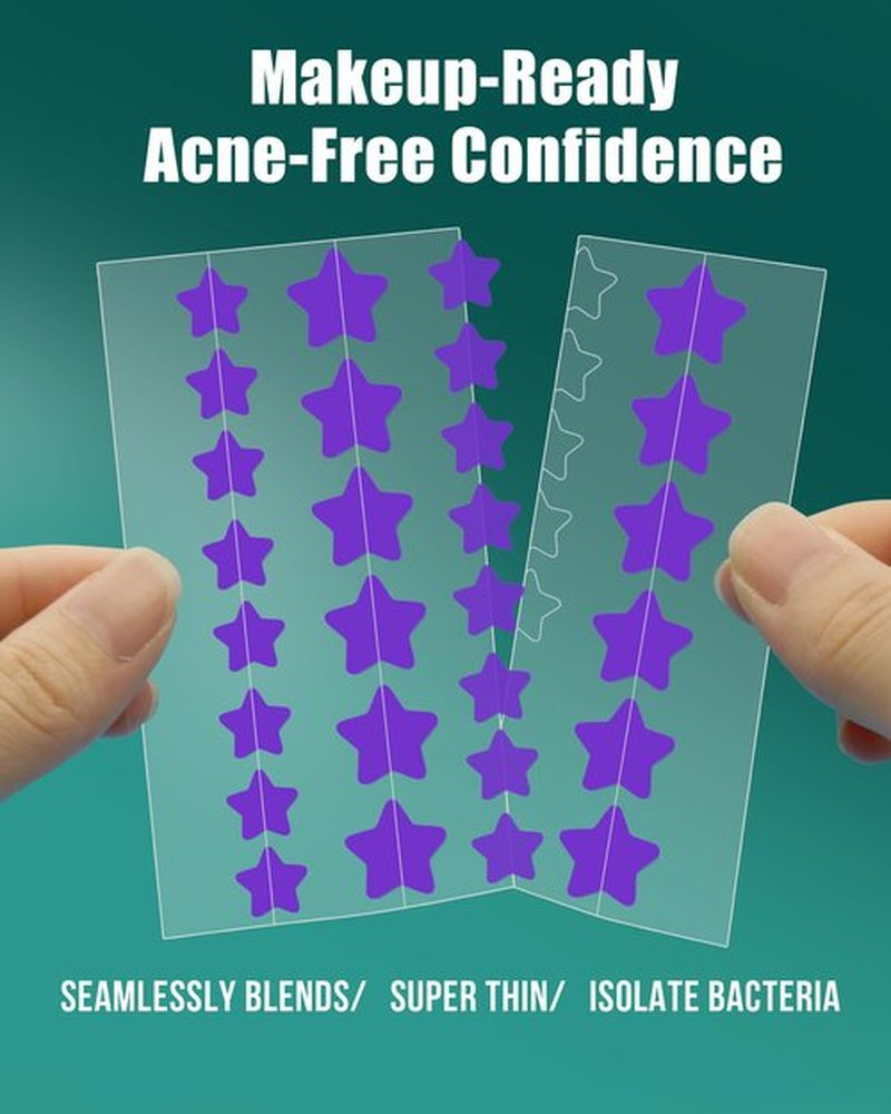 Jefusst Star Acne Pimple Patch 140 Counts, Hydrocolloid Acne Patches for Face, Purple, Blue, Green, Pink and Yellow