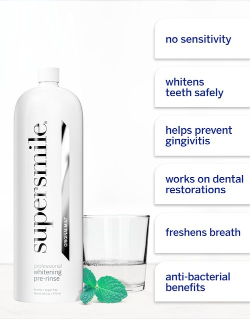 Supersmile Whitening Pre-Rinse - Clinically Formulated Mouthwash for Teeth Whitening & Fresh Breath - Alcohol-Free (16 Fl Oz)