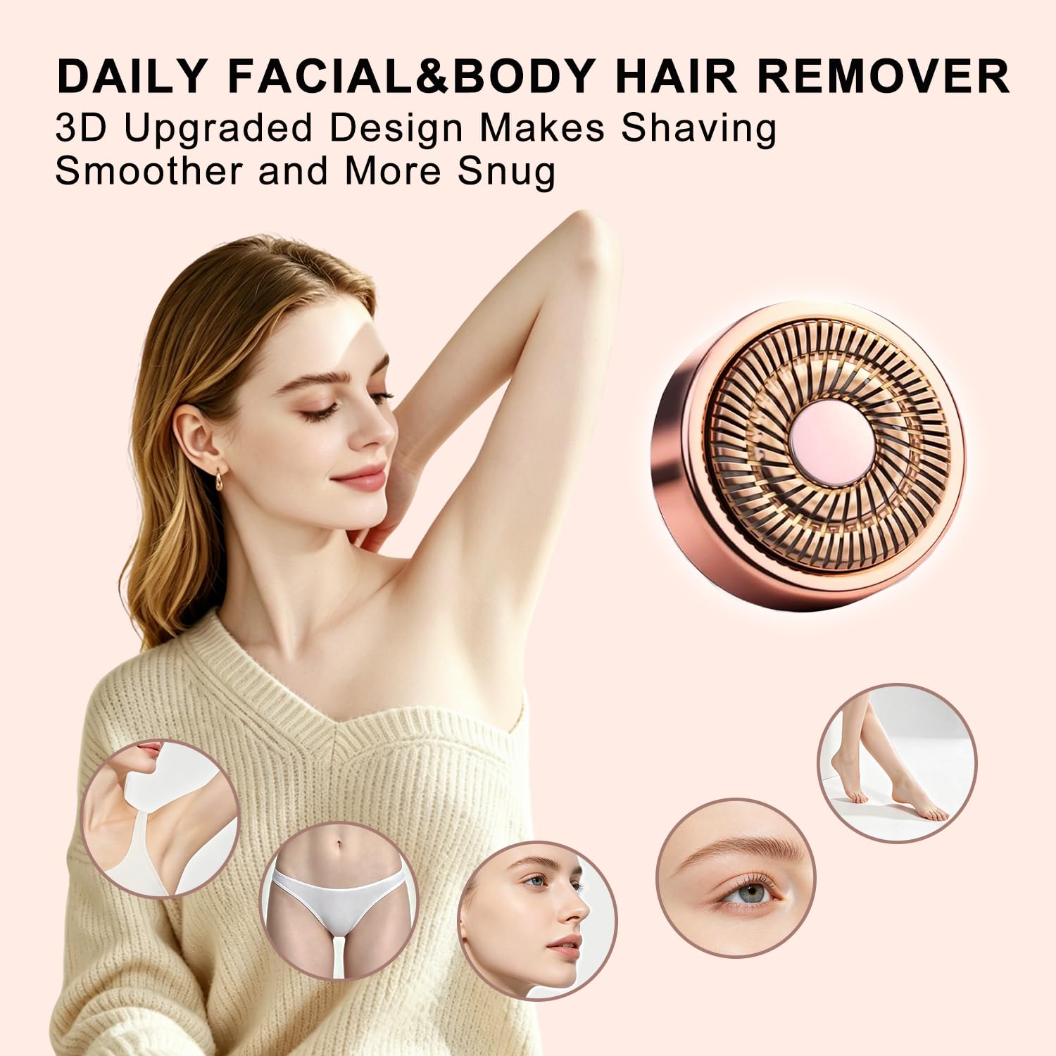 4 Packs Replacement Heads Compatible with Finishing Touch Flawless Gen 2 Facial Hair Remover, Rose Gold Replacement Blades for Women’s Facial Hair Removal Device
