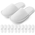 KUTTOR 6 Pairs Polar Fleece Spa Slippers Disposable Closed-Toe Hotel House Slippers Reusable Non-Slip Fits Men’s 10/Women’s 11 for Home Travel Spa Guests