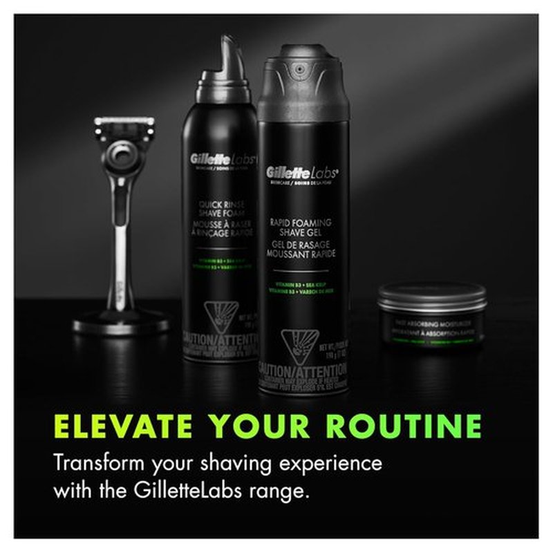 GilletteLabs Rapid Foaming Shave Gel - Smooth Shaving Experience for Men | 7oz (Pack of 2)