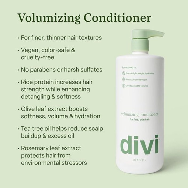 Divi Volumizing Conditioner - Lightweight Formula for Fine Hair | Strengthens & Protects Hair