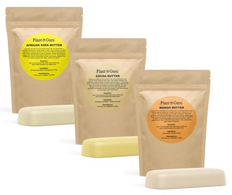 Shea, Mango and Cocoa Butter 8 oz. Bars Variety Bundle Pack - 100% Pure Natural Unrefined - Ideal Moisturizer For Dry Skin, Body, Face And Hair Growth. Great For DIY Soap and Lip Balm Making.