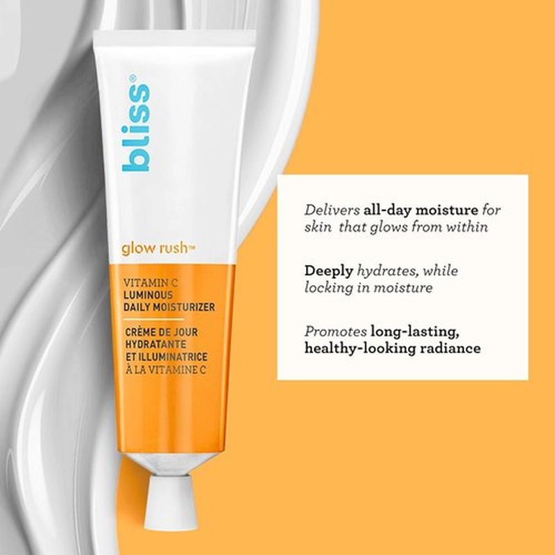 Bliss Glow Rush Vitamin C Moisturizer - Brightening & Hydrating Formula with Squalane, Shea Butter & Vitamin E