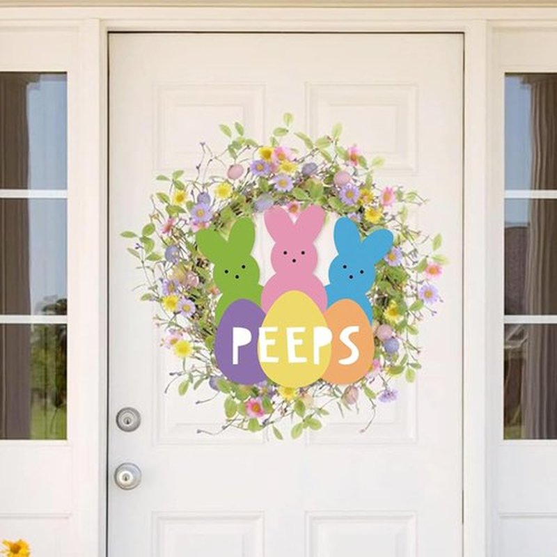 Regine Switzerland Easter Wreath - Cute Bunny Welcome Sign for Front Door Decor | Farmhouse Style