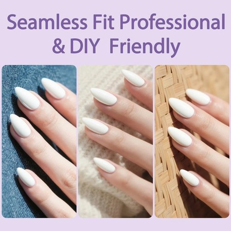 AddFavor White Almond Press on Nails Short Fake Nails Press ons, 240pcs Acrylic Nails Short Press on Nails Almond for Women Stick on Nails