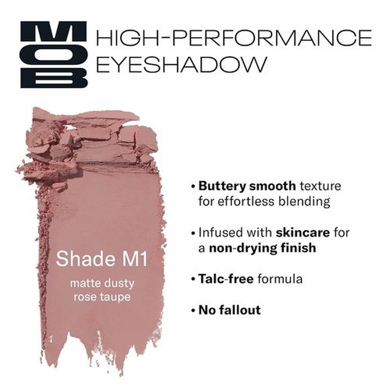 MOB Beauty Eyeshadow M1 - Matte Dusty Rose Shade | Talc-Free, Vegan, Long-Wear Compact