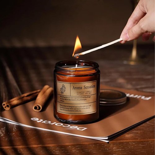 Skiennix Organic Coconut Vanilla Candles - Non-Toxic Soy for Home Relaxation & Meditation (7oz)