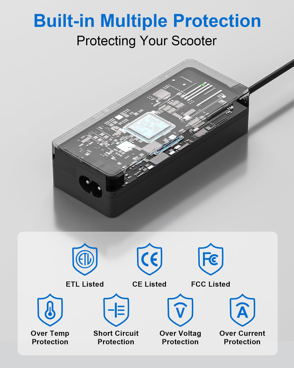 42V 2A Charger for EVERCROSS Scooter Charger Compatible with EV08E EV08S EV10K EV10K Pro EV10Z E5 Power Supply