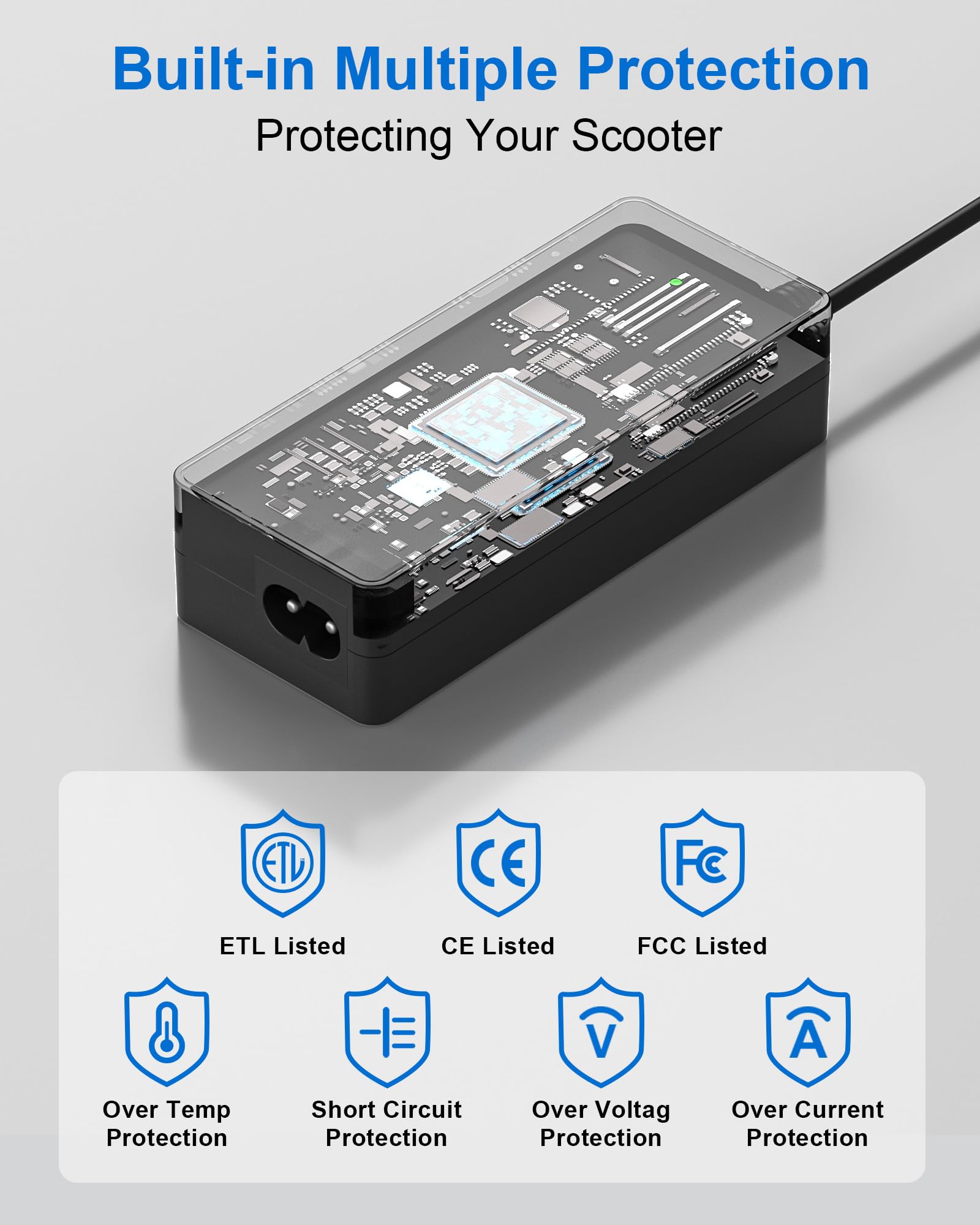 42V 2A Charger for EVERCROSS Scooter Charger Compatible with EV08E EV08S EV10K EV10K Pro EV10Z E5 Power Supply