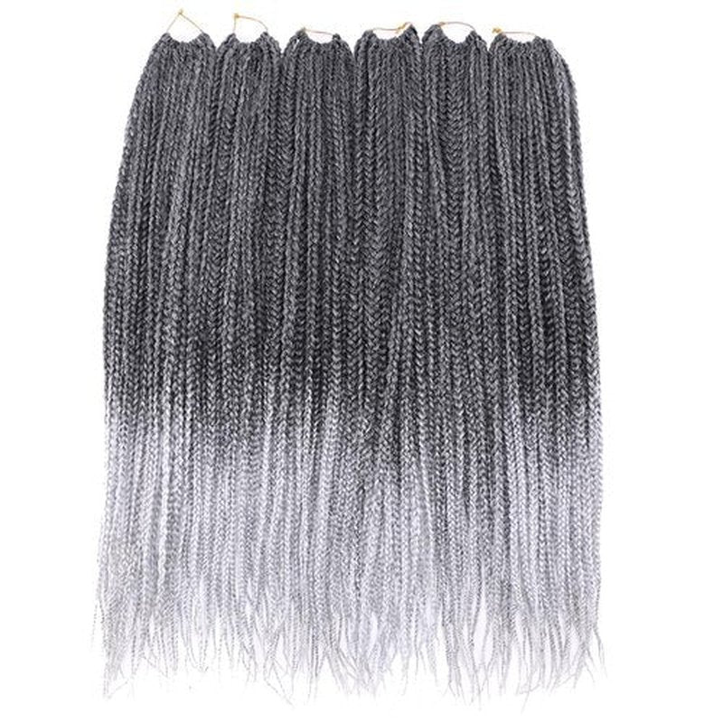 Box Braids Crochet Hair Pre looped 24 Inch Ombre Gray Crochet Box Braids for Black Women 6 Packs Goddness Knotless Crochet Braids Grey Fiber Braiding Hair Extensions(TGrey#)