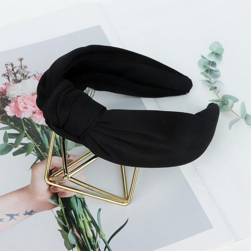CURASA Headbands for Women Girls Non Slip Knotted Headband Wide Preppy Fashion Hairband Black Top Knot Hair Accessories Fabric Comfortable Hair Bands Elastic Head Bands Costume Party Gifts