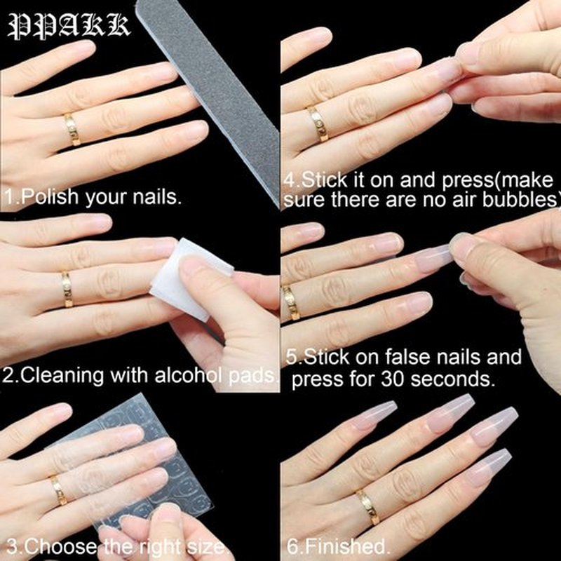 PPAKK 50 Sheets (1200pcs) Double-Sided Nail Adhesive Stickers Breathable Transparent Bendable Fake Nail Glue Fake Nail Tips for Women and Girls