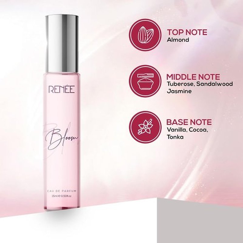 Renee Eau De Parfum Bloom 15ml - Premium Long-Lasting Luxury Perfume | Almond Notes | Unisex Fragrance for All Occasions
