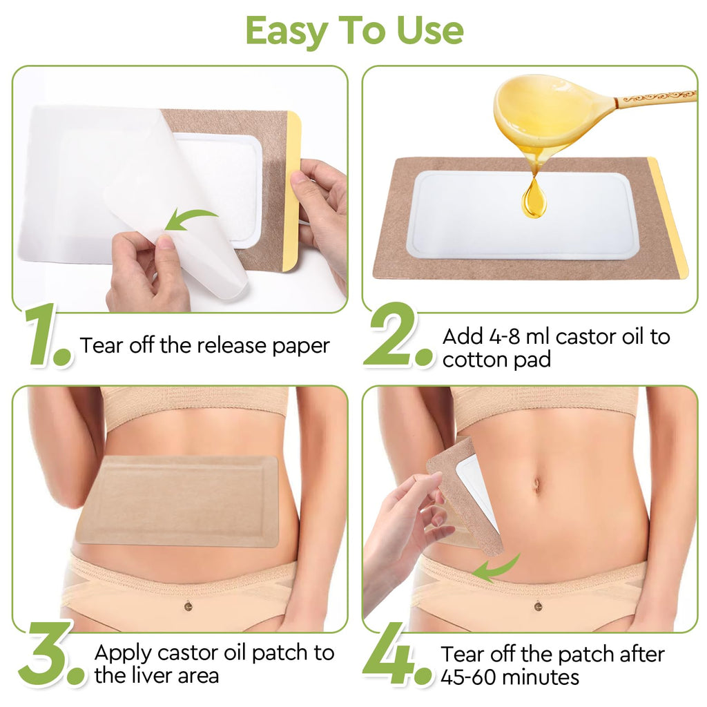 STFOCE 10pcs Castor Oil Pack Wrap, Large Castor Oil Pack Self-Adhesive, 11.8"x6.3", No Leakage, No Wash, Portable (Oil Not Included)