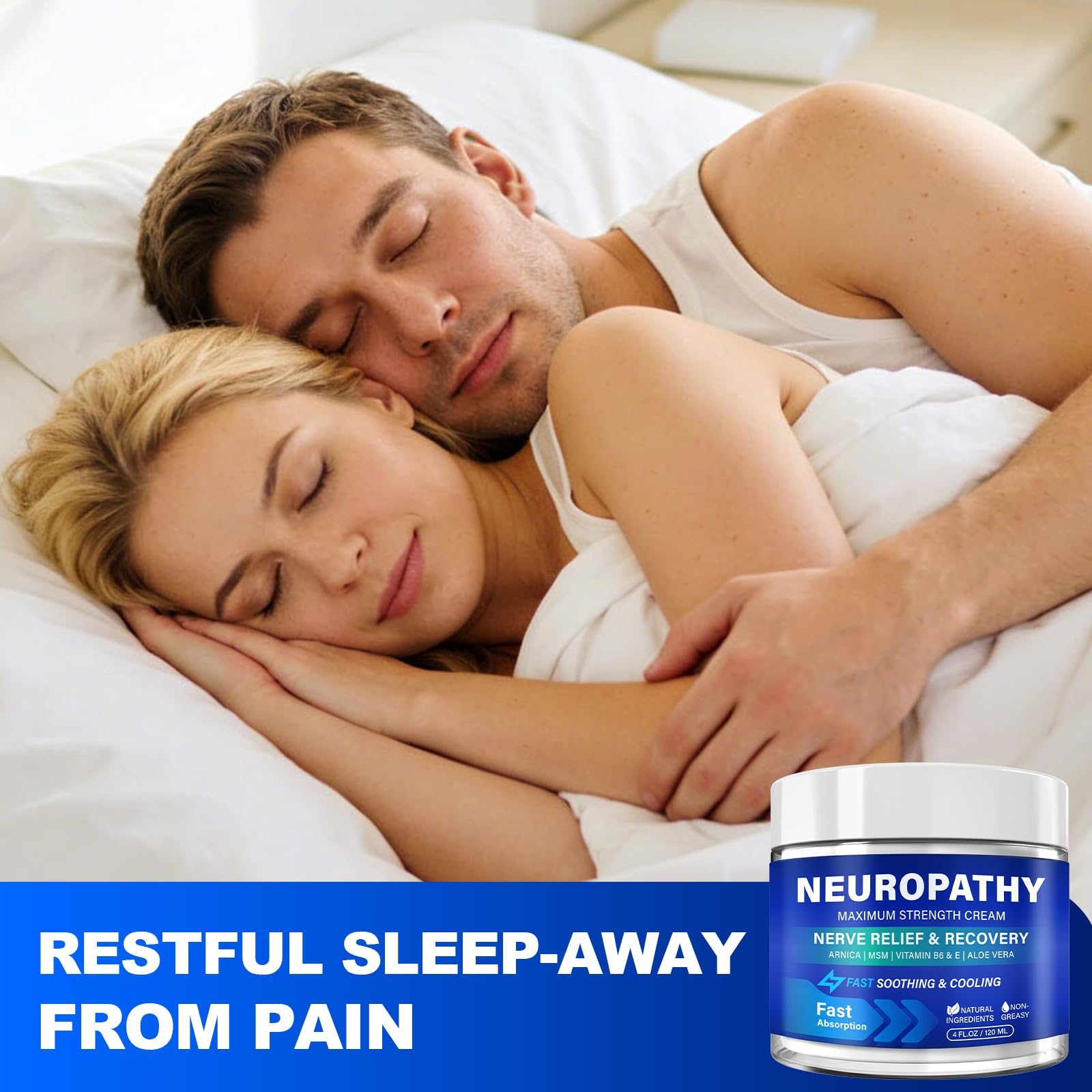 Neuropathy Nerve Relief Cream, Nerve Savior for Neuropathy for Feet, Hands, Legs & Toes, with Arnica, Vitamin B6, Vitamin E, Aloe Vera & MSM, Fast-Absorbing Non-Greasy Formula, 120 ml