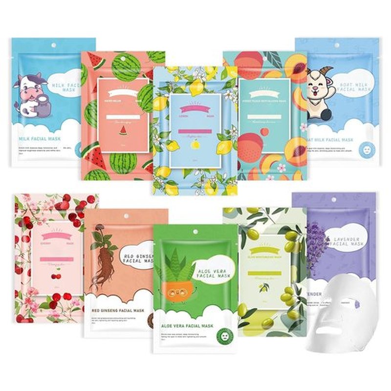 GUOYAOLIFU 10 Pack Sheet Face Masks Skincare, Hydrating Face Masks Suitable for Dry Skin, Facial Mask for Women Skin Care, Bulk Moisturizing Face Mask for Spa