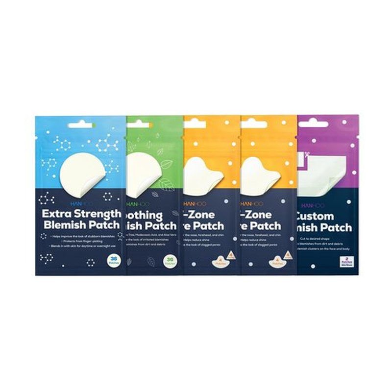Hanhoo Soothing & Extra Strength Blemish Patch Bundle – Face & Body Acne Patches and T-Zone Pore Patches with Salicylic Acid, Tea Tree & Aloe, 90 Count