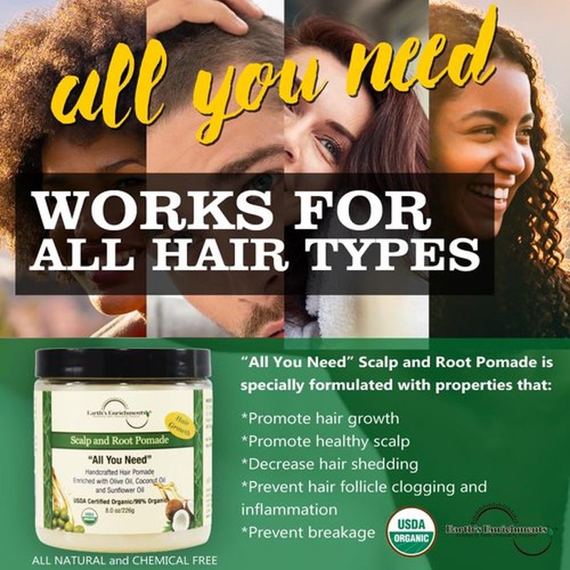 Earth's Enrichments Organic Pomade - Natural Hair Growth Formula with Tea Tree & Lavender Oil | 8oz